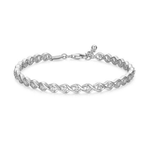 Charles Garnier Windsor Rhodium-Plated Sterling Silver Lab-Created White Sapphire Bracelet CB0191