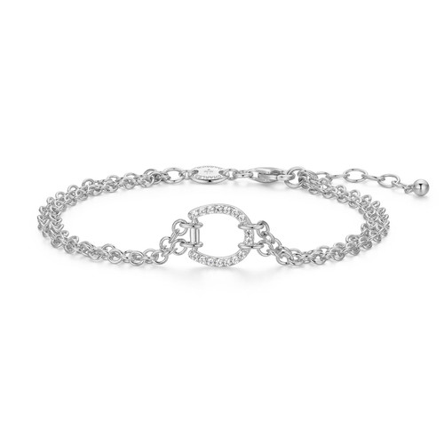 Charles Garnier Equestra Rhodium-Plated Sterling Silver Cubic Zirconia Bracelet CB0213