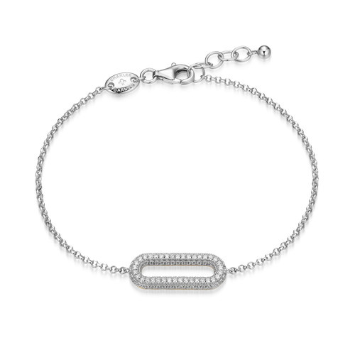 Charles Garnier Quilted Gold/Rhodium-Plated Sterling Silver Cubic Zirconia Bracelet CB0222
