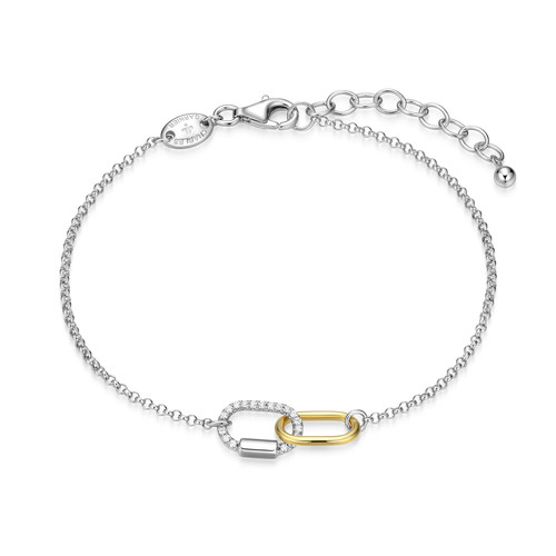 Charles Garnier Promise Gold/Rhodium-Plated Sterling Silver Cubic Zirconia Bracelet CB0227