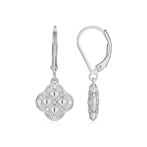 Charles Garnier Quilted Rhodium-Plated Sterling Silver Cubic Zirconia Earrings CE0218