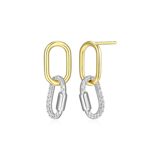 Charles Garnier Promise Gold/Rhodium-Plated Sterling Silver Cubic Zirconia Stud Earrings CE0228