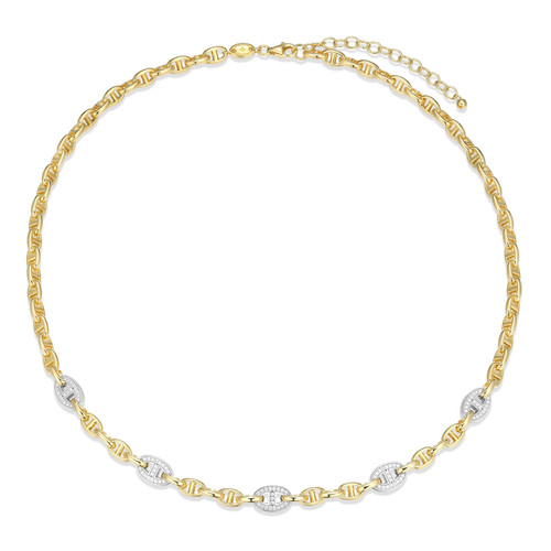 Charles Garnier Mariner Gold/Rhodium-Plated Sterling Silver Cubic Zirconia Necklace CN0176