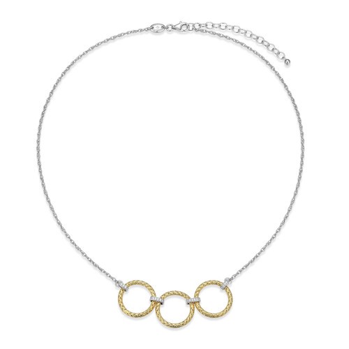 Charles Garnier Flourish Gold/Rhodium-Plated Sterling Silver Cubic Zirconia Necklace CN0186