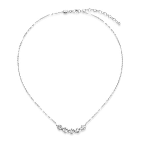 Charles Garnier Windsor Rhodium-Plated Sterling Silver Lab-Created White Sapphire Necklace CN0189