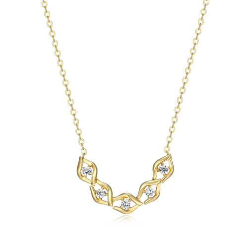 Charles Garnier Windsor Gold-Plated Sterling Silver Lab-Created White Sapphire Necklace CN0190