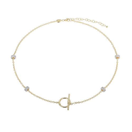 Charles Garnier Windsor Gold/Rhodium-Plated Sterling Silver Lab-Created White Sapphire Necklace CN0196