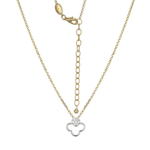 Charles Garnier Clover Gold/Rhodium-Plated Sterling Silver Cubic Zirconia Necklace CN0202