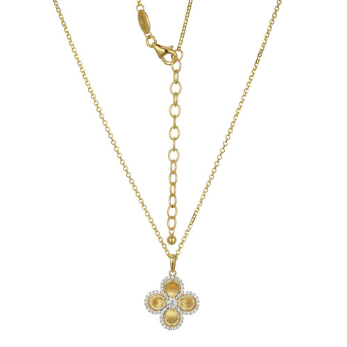 Charles Garnier Clover Gold/Rhodium-Plated Sterling Silver Cubic Zirconia Necklace CN0205