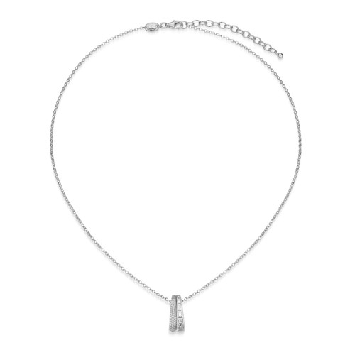 Charles Garnier Baguette Rhodium-Plated Sterling Silver Cubic Zirconia Necklace CN0223
