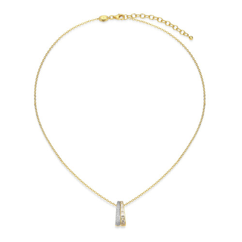 Charles Garnier Baguette Gold/Rhodium-Plated Sterling Silver Cubic Zirconia Necklace CN0224