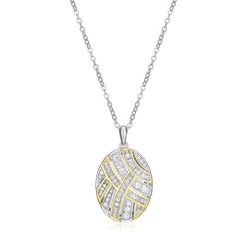 Charles Garnier Baguette Gold/Rhodium-Plated Sterling Silver Cubic Zirconia Necklace CN0225