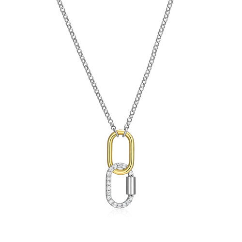 Charles Garnier Promise Gold/Rhodium-Plated Sterling Silver Cubic Zirconia Necklace CN0228
