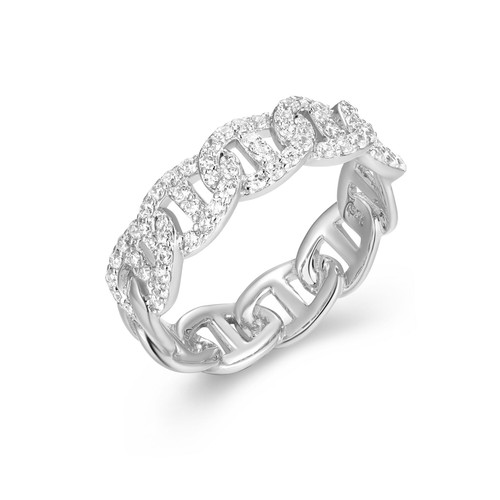 Charles Garnier Mariner Rhodium-Plated Sterling Silver Cubic Zirconia Ring CR0175