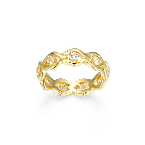 Charles Garnier Windsor Gold-Plated Sterling Silver Lab-Created White Sapphire Ring CR0190