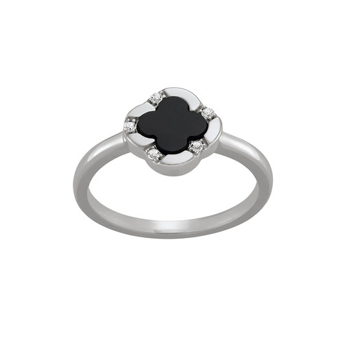 Charles Garnier Bliss Rhodium-Plated Sterling Silver Black Onyx Cubic Zirconia Ring CR0197