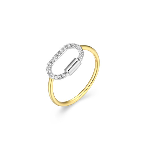 Charles Garnier Promise Gold/Rhodium-Plated Sterling Silver Cubic Zirconia Ring CR0228