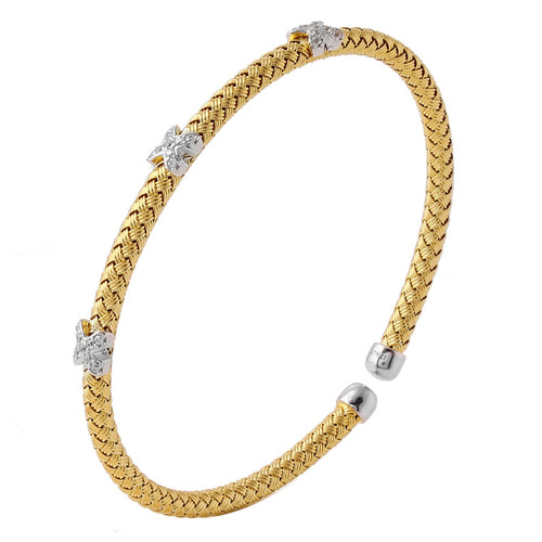 Charles Garnier 4mm Cuffs Gold/Rhodium-Plated Sterling Silver Cubic Zirconia Cuff Bracelet MLC8056YWZ