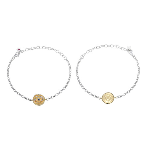 ELLE Two-Tone Plated Sterling Silver Lab-Created Sapphire Bracelet LB0264