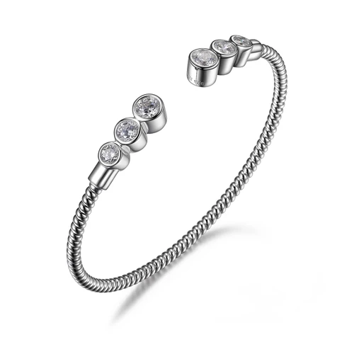 ELLE Jewelry ELLE Flex Sterling Silver Cubic Zirconia Cuff Bracelet B10066WZ