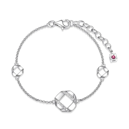 ELLE Jewelry Lattice Sterling Silver Cubic Zirconia Bracelet B10231WZ