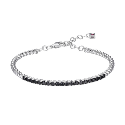 ELLE Jewelry Nautical Sterling Silver Black Spinel Bangle Bracelet B10276WN