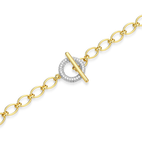ELLE Jewelry Reversa Two-Tone Plated Sterling Silver CZ Bracelet LB0285