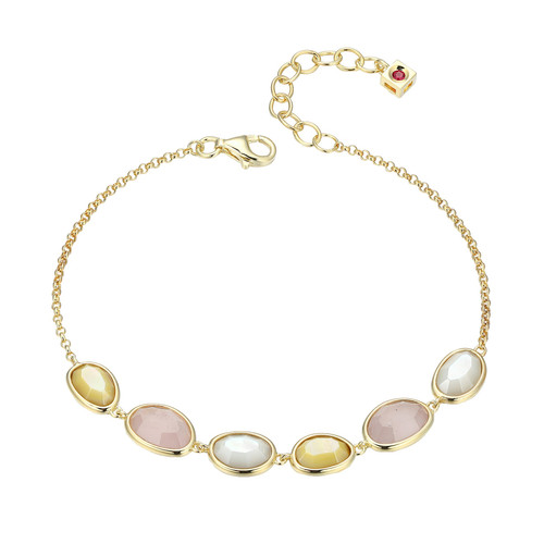 ELLE Jewelry Riviere Gold-Plated Sterling Silver Rose Quartz Bracelet LB0241