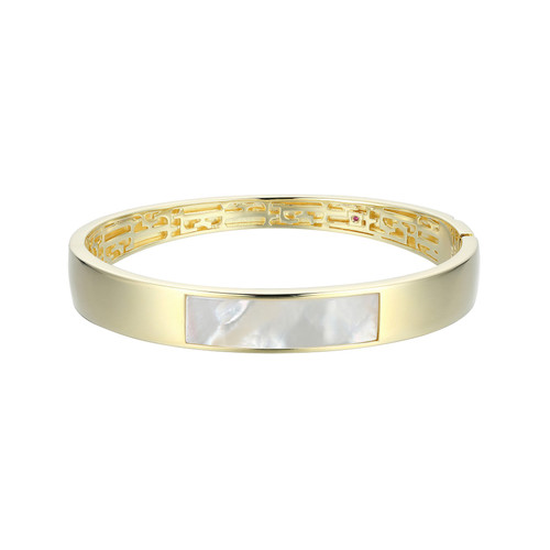 ELLE Jewelry Gold-Plated Sterling Silver Mother-of-Pearl Bangle Bracelet LB0236