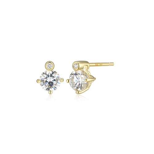 ELLE Jewelry Gold-Plated Sterling Silver Moissanite Stud Earrings E10348APRY