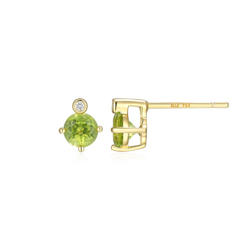 ELLE Jewelry Gold-Plated Sterling Silver Peridot Stud Earrings E10348AUGY
