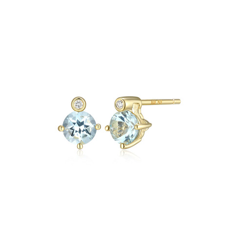 ELLE Jewelry Gold-Plated Sterling Silver Blue Topaz Stud Earrings E10348MARY