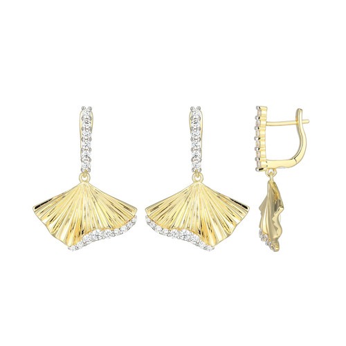 ELLE Jewelry Butterfly Two-Tone Plated Sterling Silver CZ Hoop Earrings LE0259