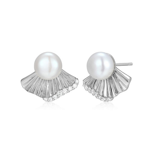 ELLE Jewelry Butterfly Sterling Silver Cultured Freshwater Pearl Stud Earrings LE0260