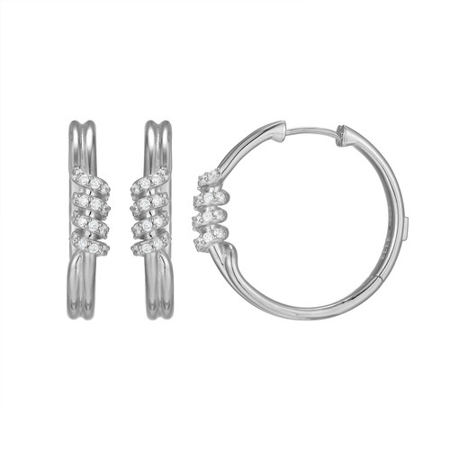 ELLE Jewelry Eternal Sterling Silver Cubic Zirconia Hoop Earrings LE0243