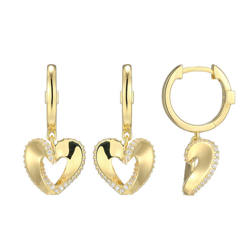 ELLE Jewelry Eternal Gold-Plated Sterling Silver CZ Hoop Earrings LE0252