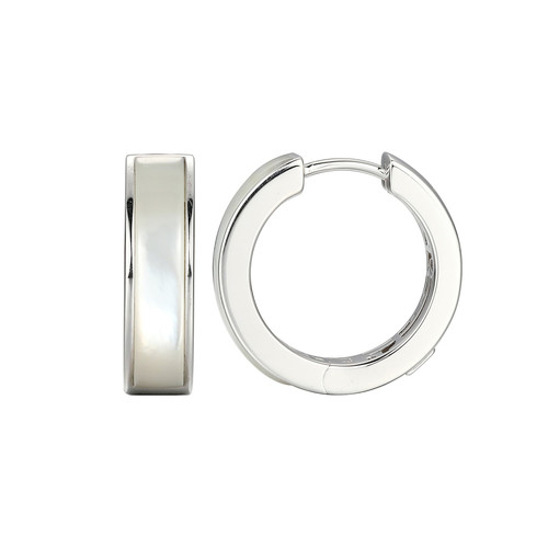 ELLE Jewelry Vera Sterling Silver White Mother-of-Pearl Hoop Earrings LE0235