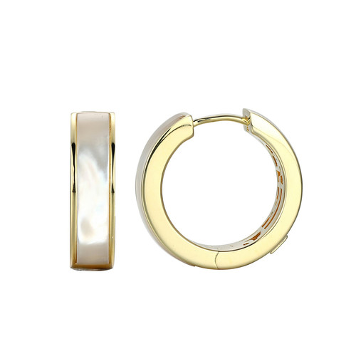 ELLE Jewelry Gold-Plated Sterling Silver Mother-of-Pearl Hoop Earrings LE0236
