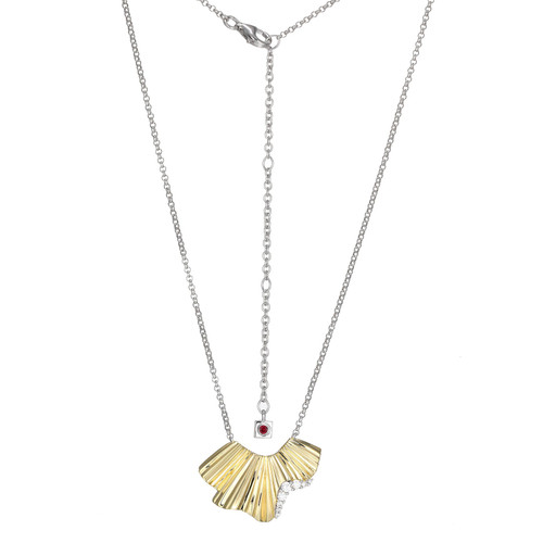 ELLE Jewelry Butterfly Two-Tone Plated Sterling Silver CZ Necklace LN0257