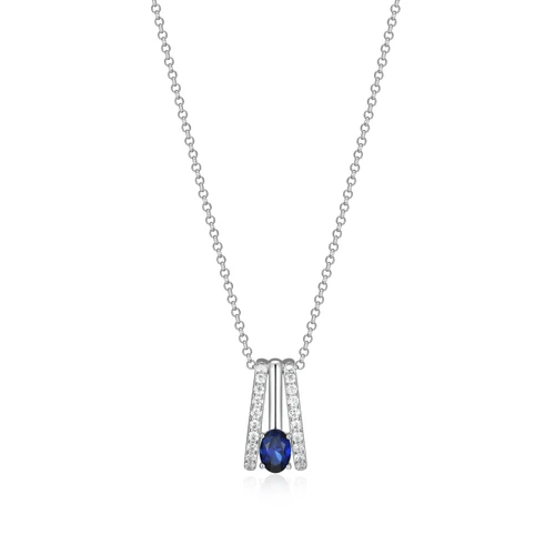 ELLE Jewelry Duchess Sterling Silver Lab-Created Sapphire Necklace LN0294