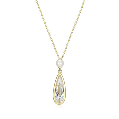 ELLE Jewelry Lustre 2.0 Gold-Plated Sterling Silver CZ Necklace LN0289