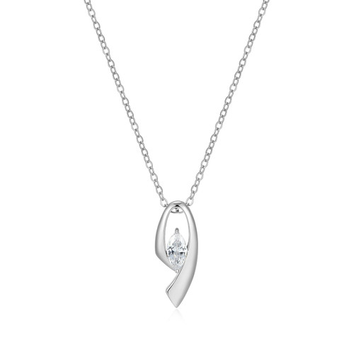 ELLE Jewelry Wink Sterling Silver Cubic Zirconia Necklace LN0276