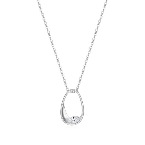 ELLE Jewelry Wink Sterling Silver Cubic Zirconia Necklace LN0278
