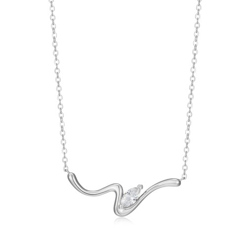 ELLE Jewelry Wink Sterling Silver Cubic Zirconia Necklace LN0280