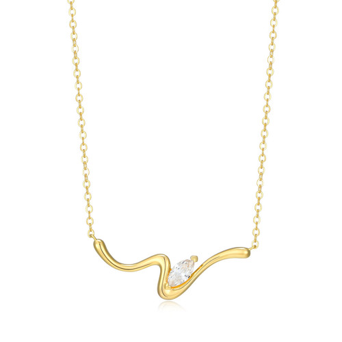 ELLE Jewelry Wink Gold-Plated Sterling Silver Cubic Zirconia Necklace LN0281