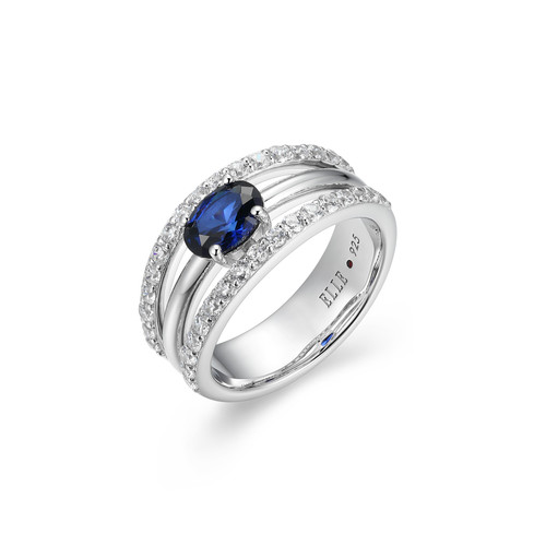 ELLE Jewelry Duchess Sterling Silver Lab-Created Sapphire Ring LR0293