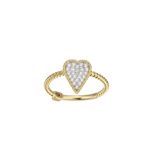 ELLE Jewelry Long Love Two-Tone Plated Sterling Silver CZ Heart Ring LR0038