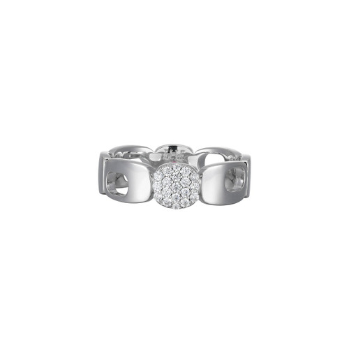 ELLE Jewelry Lookout Rhodium-Plated Sterling Silver CZ Band Ring LR0086