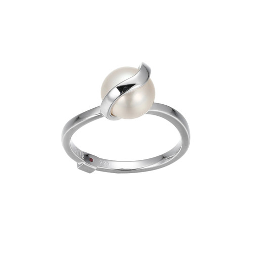 ELLE Jewelry Luna 2.0 Rhodium-Plated Sterling Silver Cultured Freshwater Pearl Ring LR0076
