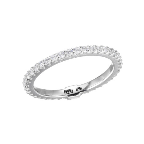 ELLE Jewelry Stardust Rhodium-Plated Sterling Silver CZ Ring R10301